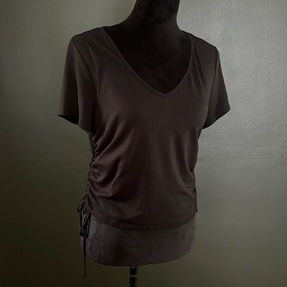 Black v-neck shirt w/ ties